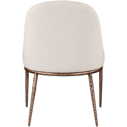 Ferro Beige Linen Textured Performance Fabric Upholstered Dining Side Chair