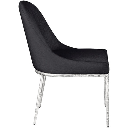 Ferro Black Linen Textured Performance Fabric Upholstered Dining Side Chair