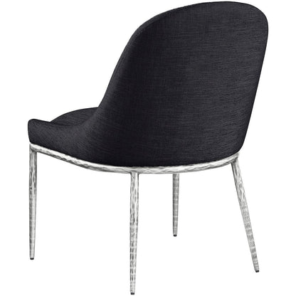Ferro Black Linen Textured Performance Fabric Upholstered Dining Side Chair