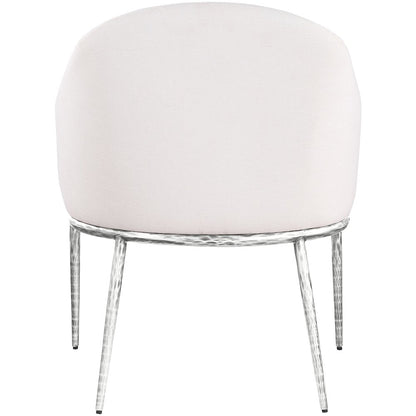 Ferro Cream Linen Textured Performance Fabric Upholstered Dining Arm Chair