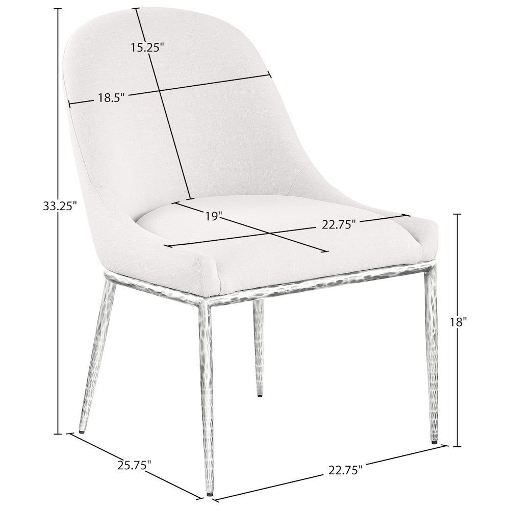 Ferro Cream Linen Textured Performance Fabric Upholstered Dining Side Chair