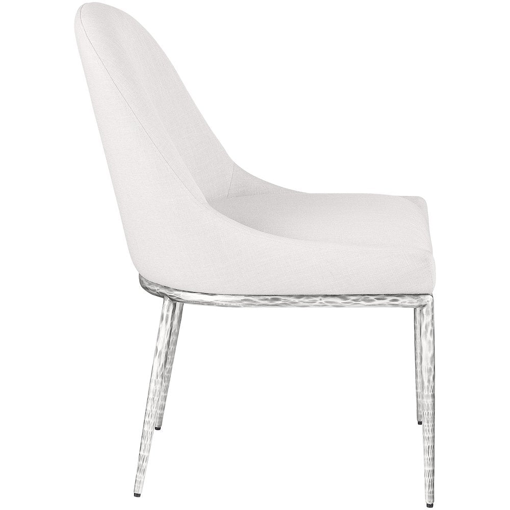 Ferro Cream Linen Textured Performance Fabric Upholstered Dining Side Chair