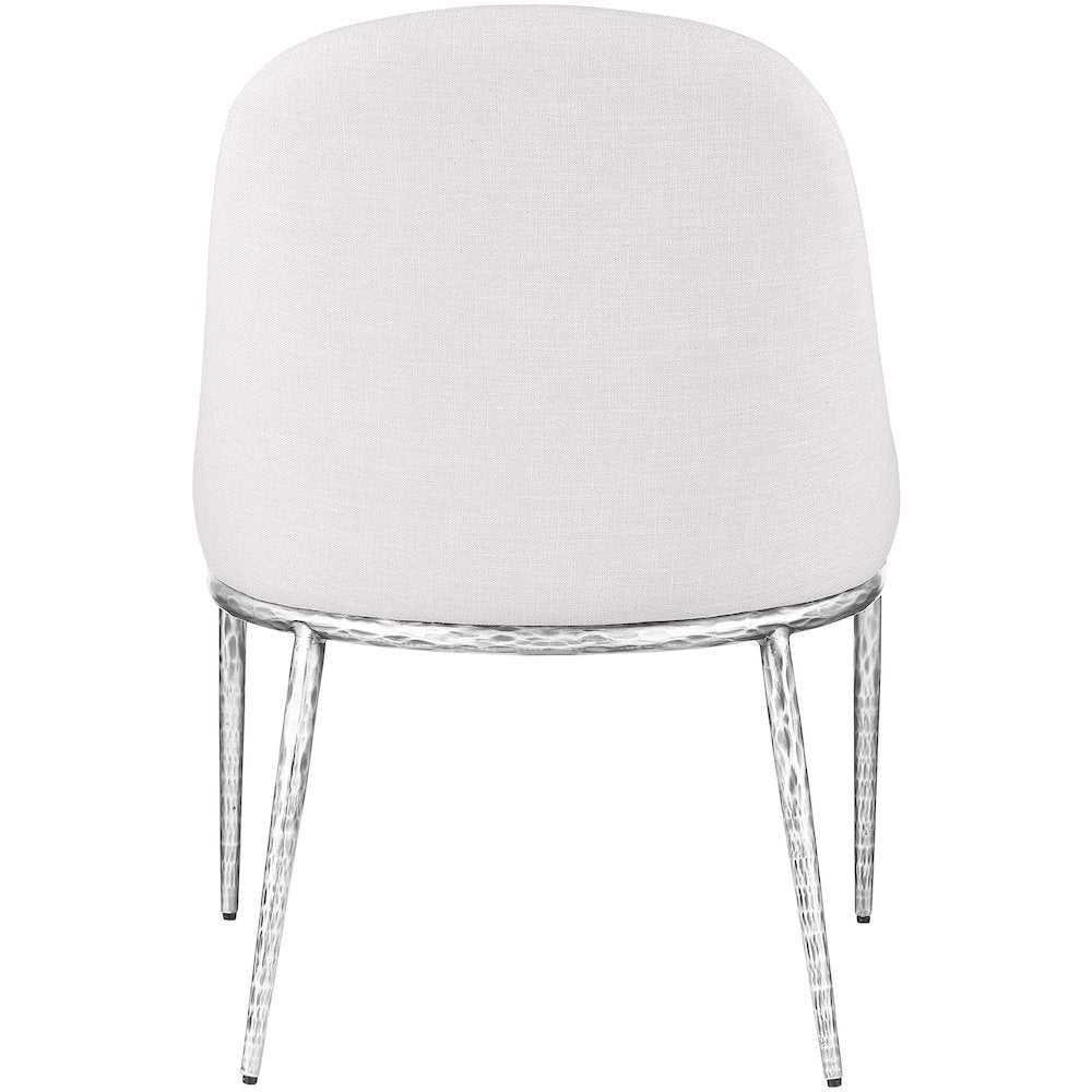 Ferro Cream Linen Textured Performance Fabric Upholstered Dining Side Chair