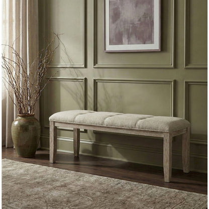 Ananda Beige Fabric Upholstered Bench