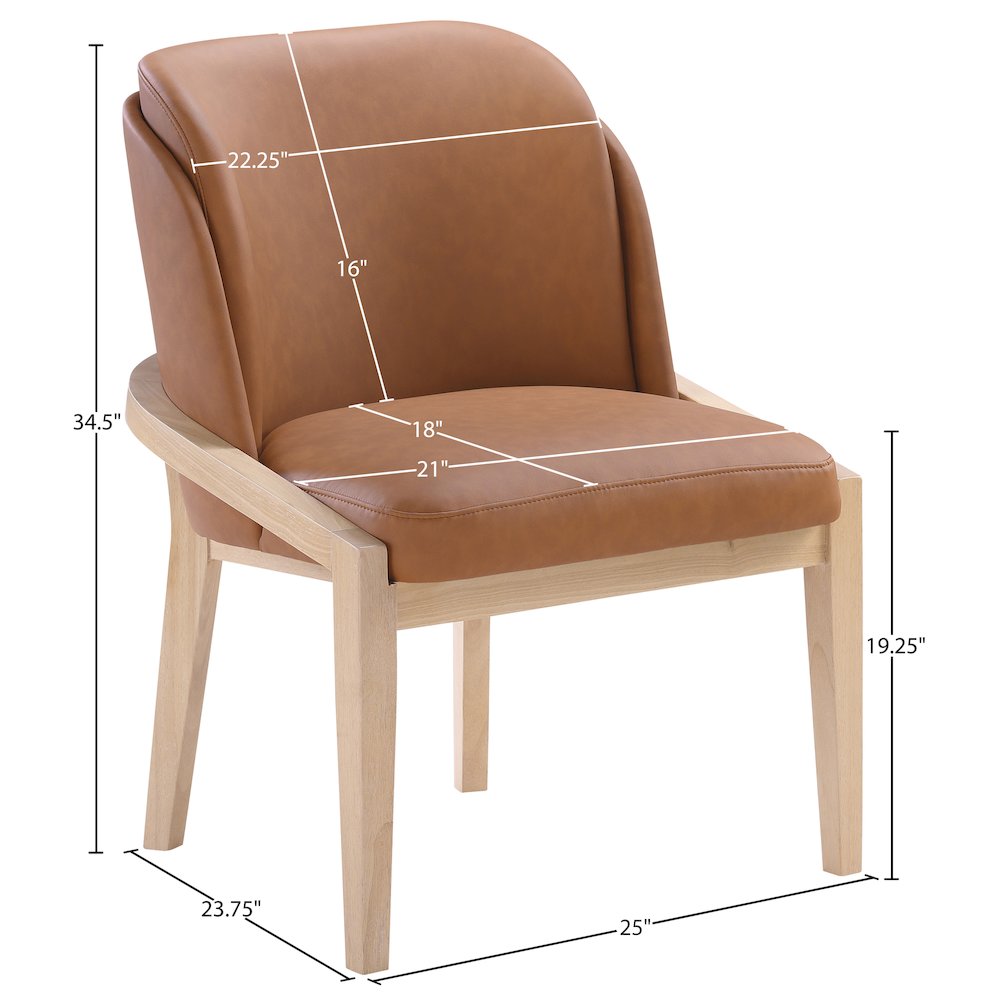 Navo Cognac Vegan Leather Upholstered Dining Chair