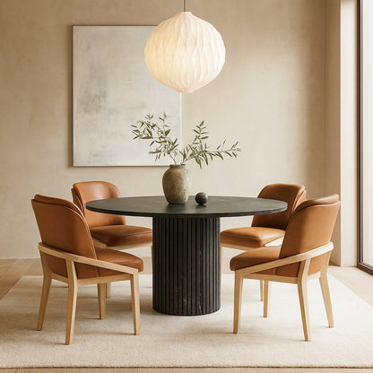 Navo Cognac Vegan Leather Upholstered Dining Chair
