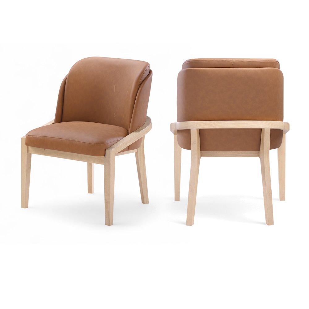 Navo Cognac Vegan Leather Upholstered Dining Chair