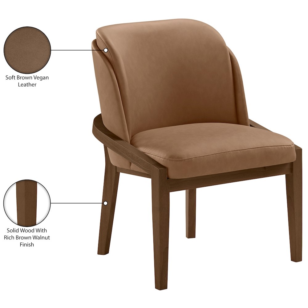 Navo Brown Vegan Leather Upholstered Dining Chair