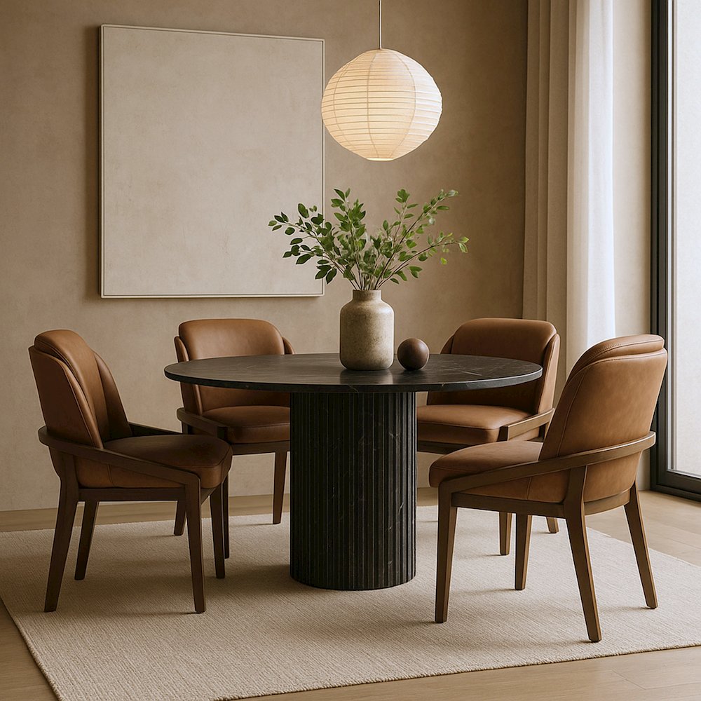Navo Brown Vegan Leather Upholstered Dining Chair