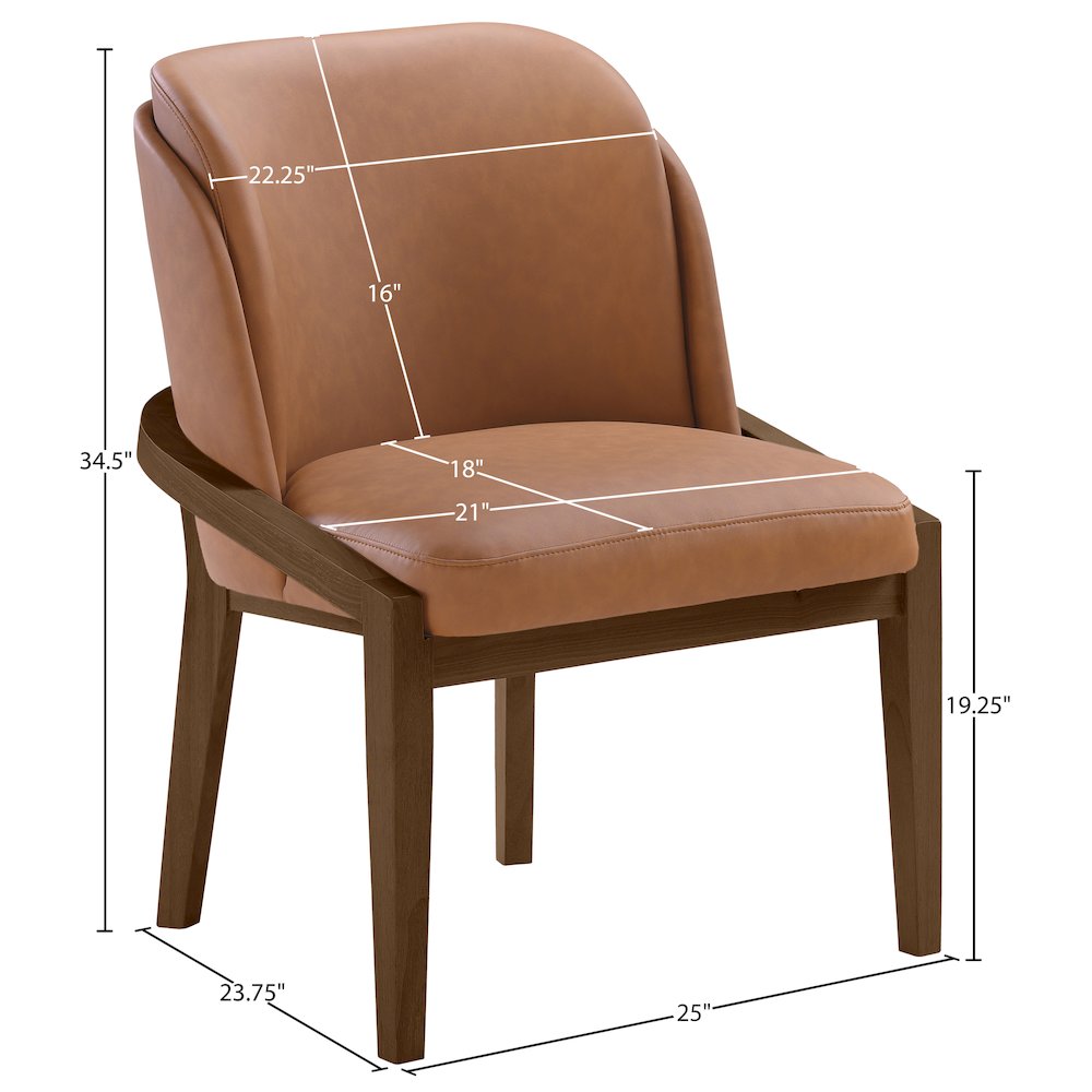 Navo Cognac Vegan Leather Upholstered Dining Chair