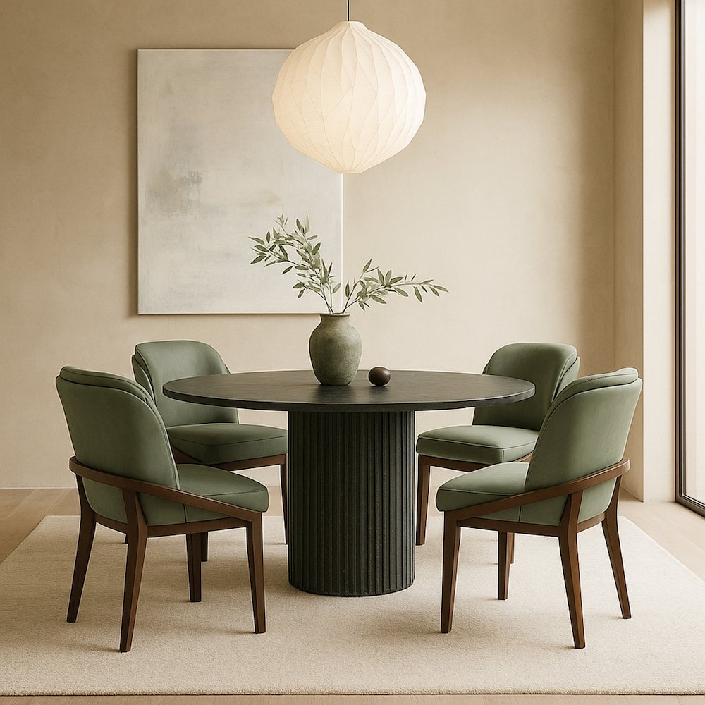 Navo Green Vegan Leather Upholstered Dining Chair