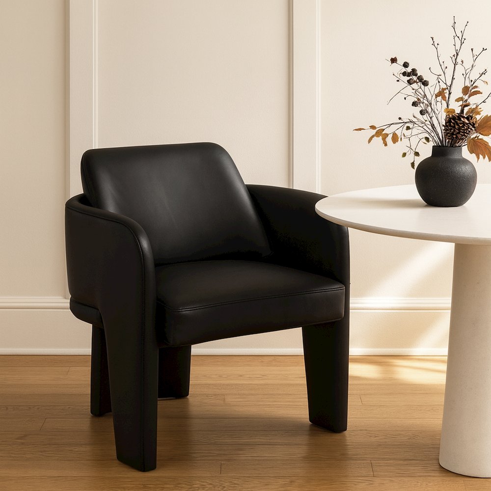 Vanda Black Vegan Leather Upholstered Dining Chair