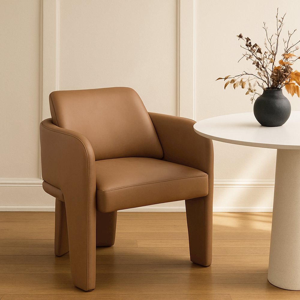 Vanda Cognac Vegan Leather Upholstered Dining Chair