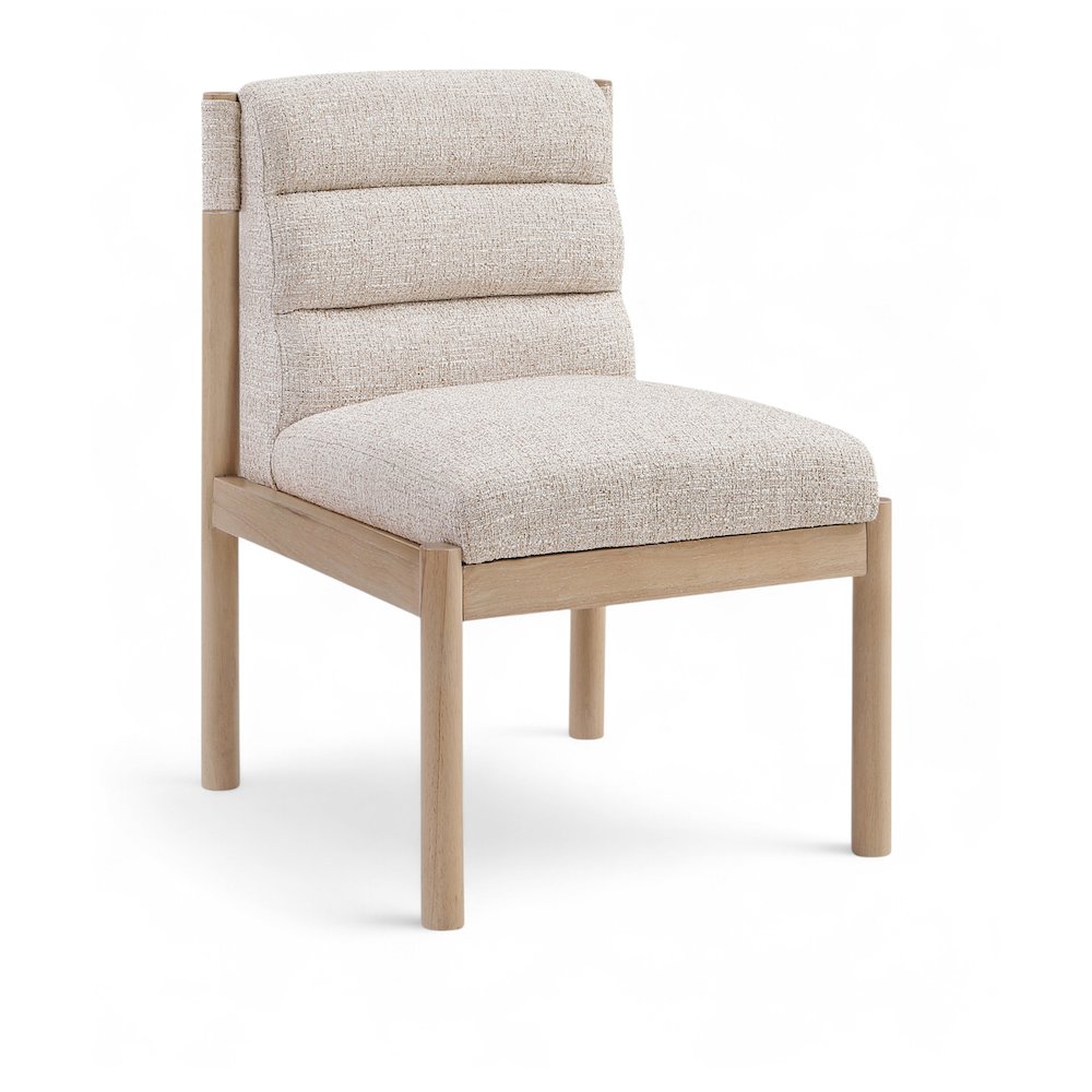 Eloura Beige Linen Textured Fabric Upholstered Dining Chair, Set of 2