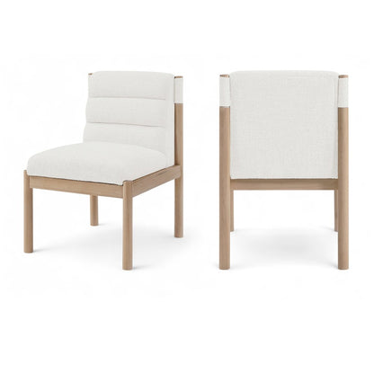 Eloura Cream Linen Textured Fabric Upholstered Dining Chair, Set of 2