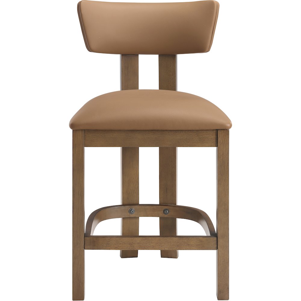 Lavrin Cognac Vegan Leather Upholstered Counter Stool, Set of 2