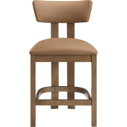 Lavrin Cognac Vegan Leather Upholstered Counter Stool, Set of 2