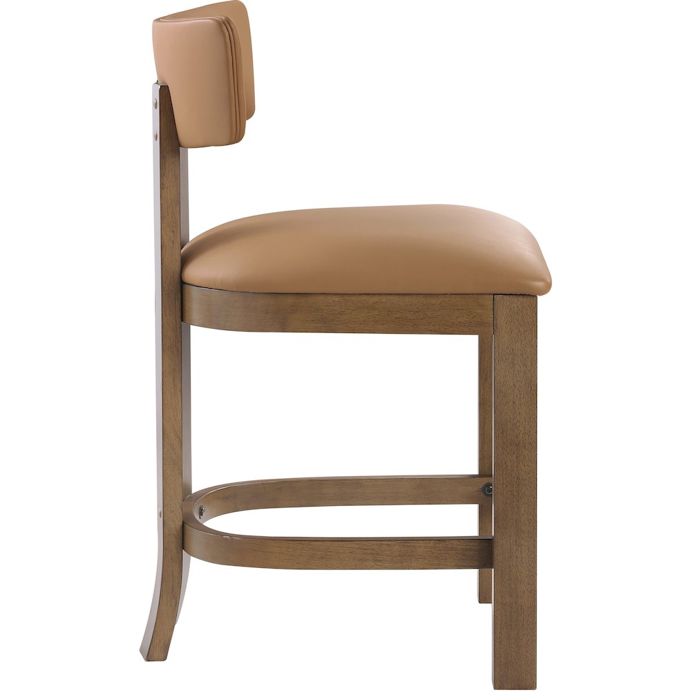 Lavrin Cognac Vegan Leather Upholstered Counter Stool, Set of 2