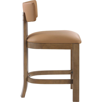 Lavrin Cognac Vegan Leather Upholstered Counter Stool, Set of 2