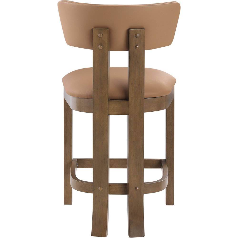 Lavrin Cognac Vegan Leather Upholstered Counter Stool, Set of 2