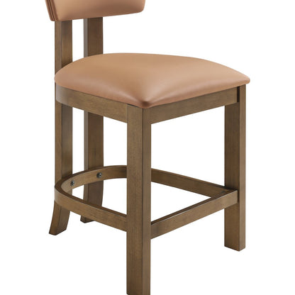 Lavrin Cognac Vegan Leather Upholstered Counter Stool, Set of 2