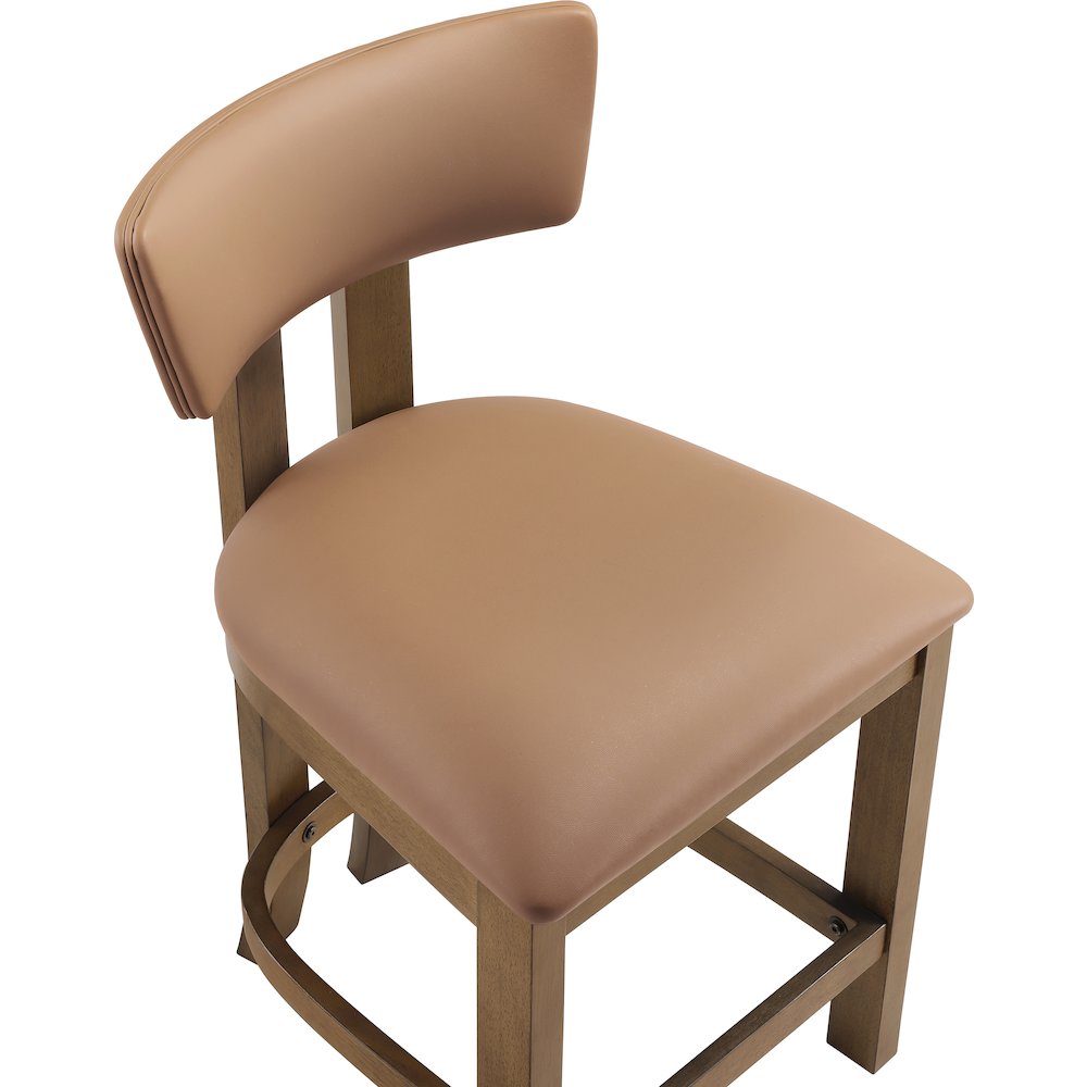 Lavrin Cognac Vegan Leather Upholstered Counter Stool, Set of 2