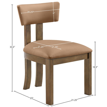 Lavrin Cognac Vegan Leather Upholstered Dining Side Chair, Set of 2