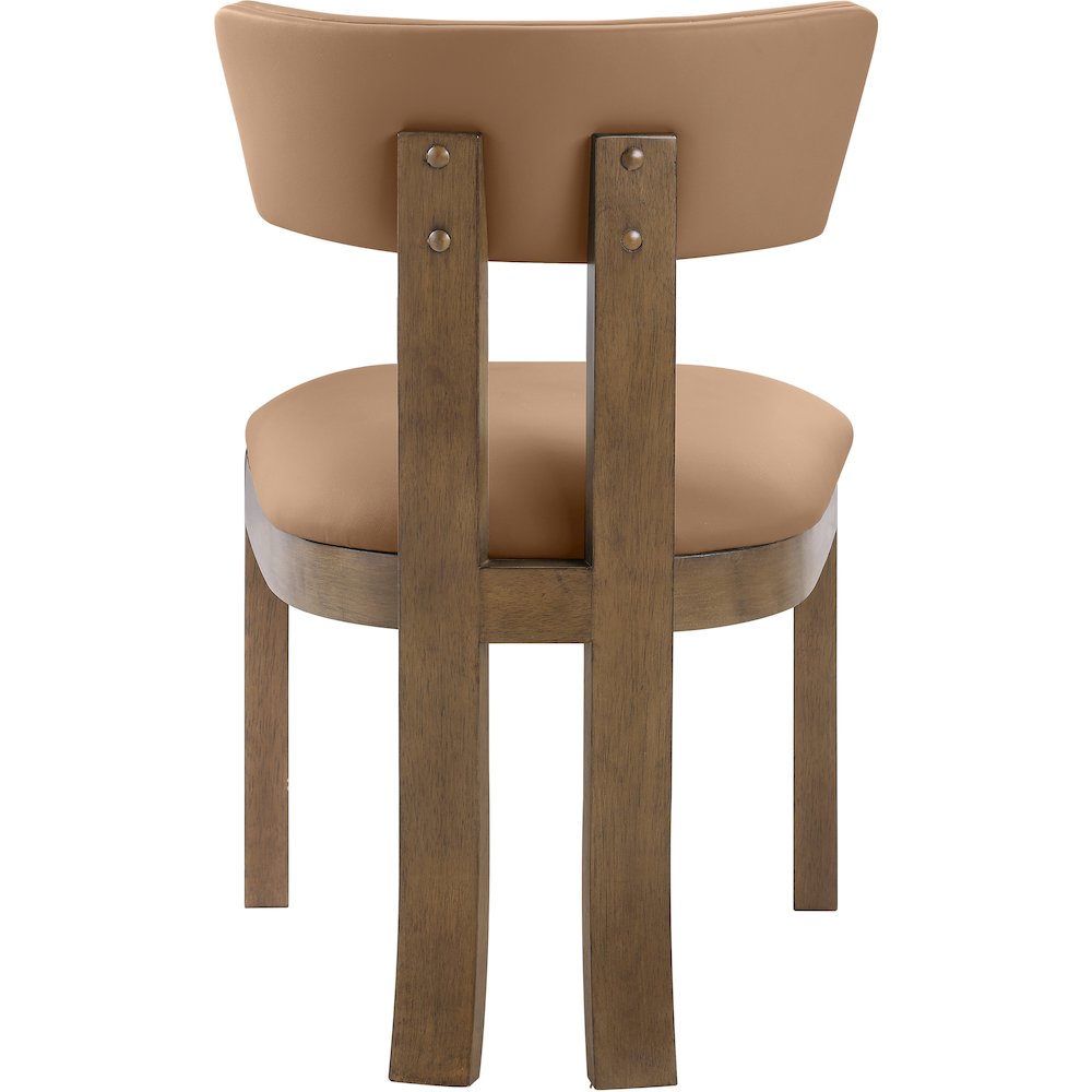 Lavrin Cognac Vegan Leather Upholstered Dining Side Chair, Set of 2