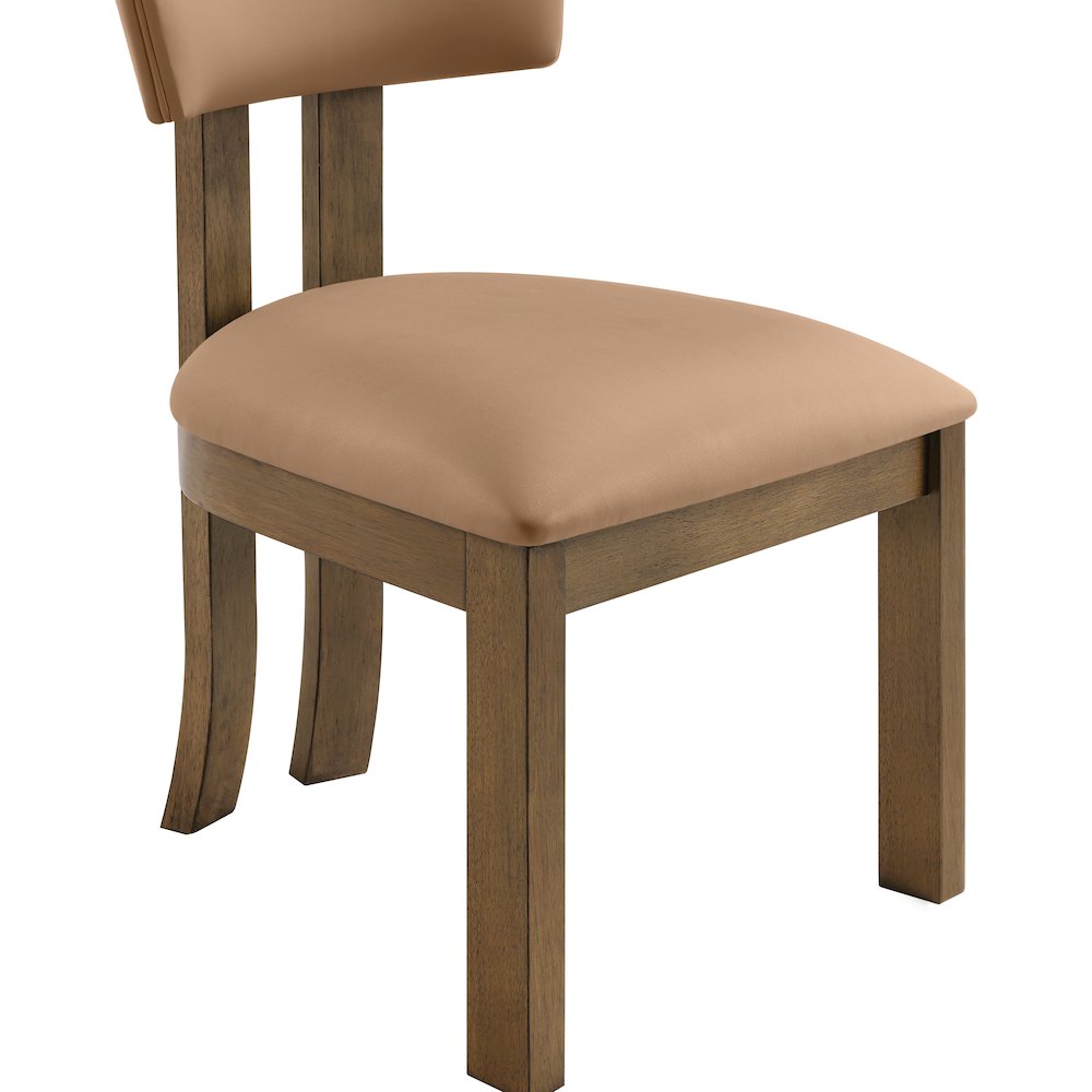 Lavrin Cognac Vegan Leather Upholstered Dining Side Chair, Set of 2