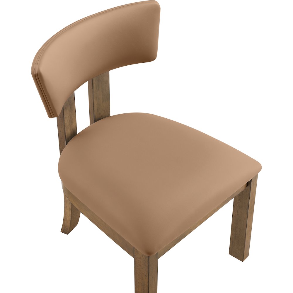 Lavrin Cognac Vegan Leather Upholstered Dining Side Chair, Set of 2