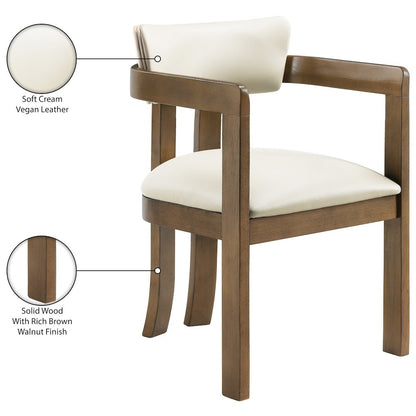 Lavrin Cream Vegan Leather Upholstered Dining Arm Chair, Set of 2