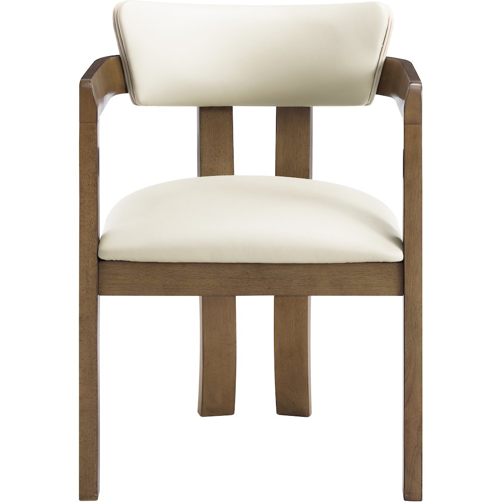 Lavrin Cream Vegan Leather Upholstered Dining Arm Chair, Set of 2
