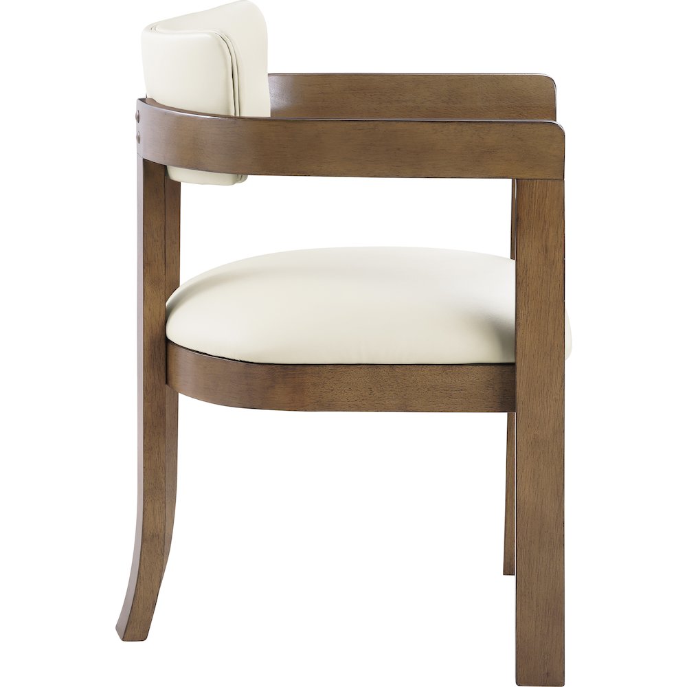 Lavrin Cream Vegan Leather Upholstered Dining Arm Chair, Set of 2