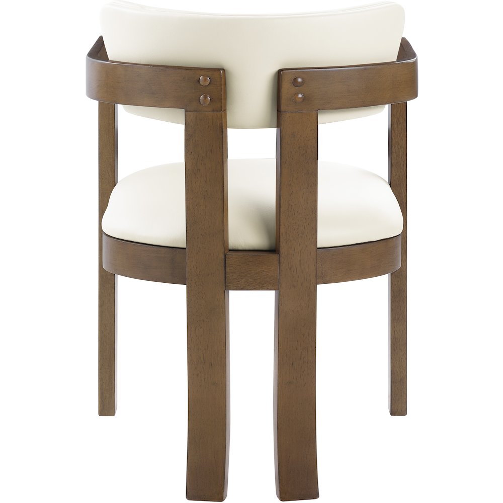 Lavrin Cream Vegan Leather Upholstered Dining Arm Chair, Set of 2