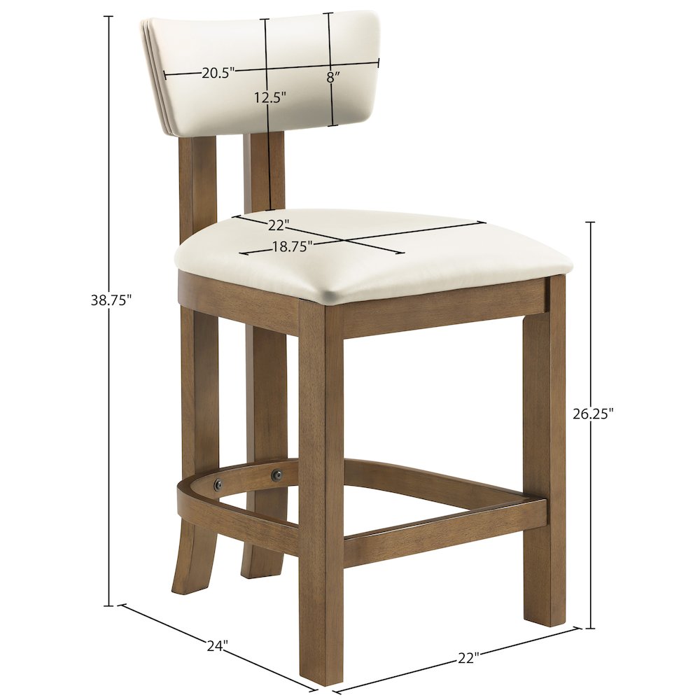Lavrin Cream Vegan Leather Upholstered Counter Stool, Set of 2