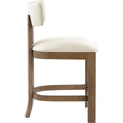 Lavrin Cream Vegan Leather Upholstered Counter Stool, Set of 2