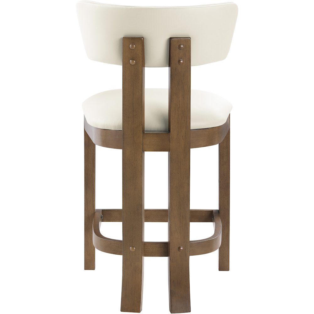 Lavrin Cream Vegan Leather Upholstered Counter Stool, Set of 2