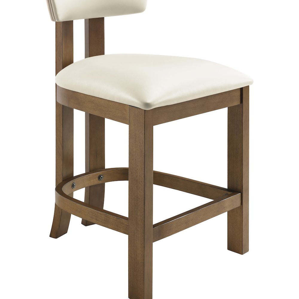 Lavrin Cream Vegan Leather Upholstered Counter Stool, Set of 2