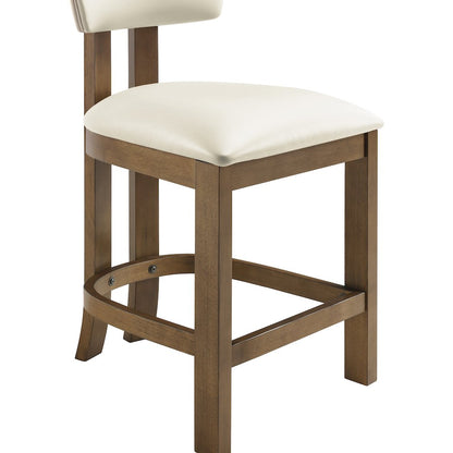 Lavrin Cream Vegan Leather Upholstered Counter Stool, Set of 2