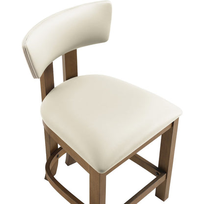 Lavrin Cream Vegan Leather Upholstered Counter Stool, Set of 2