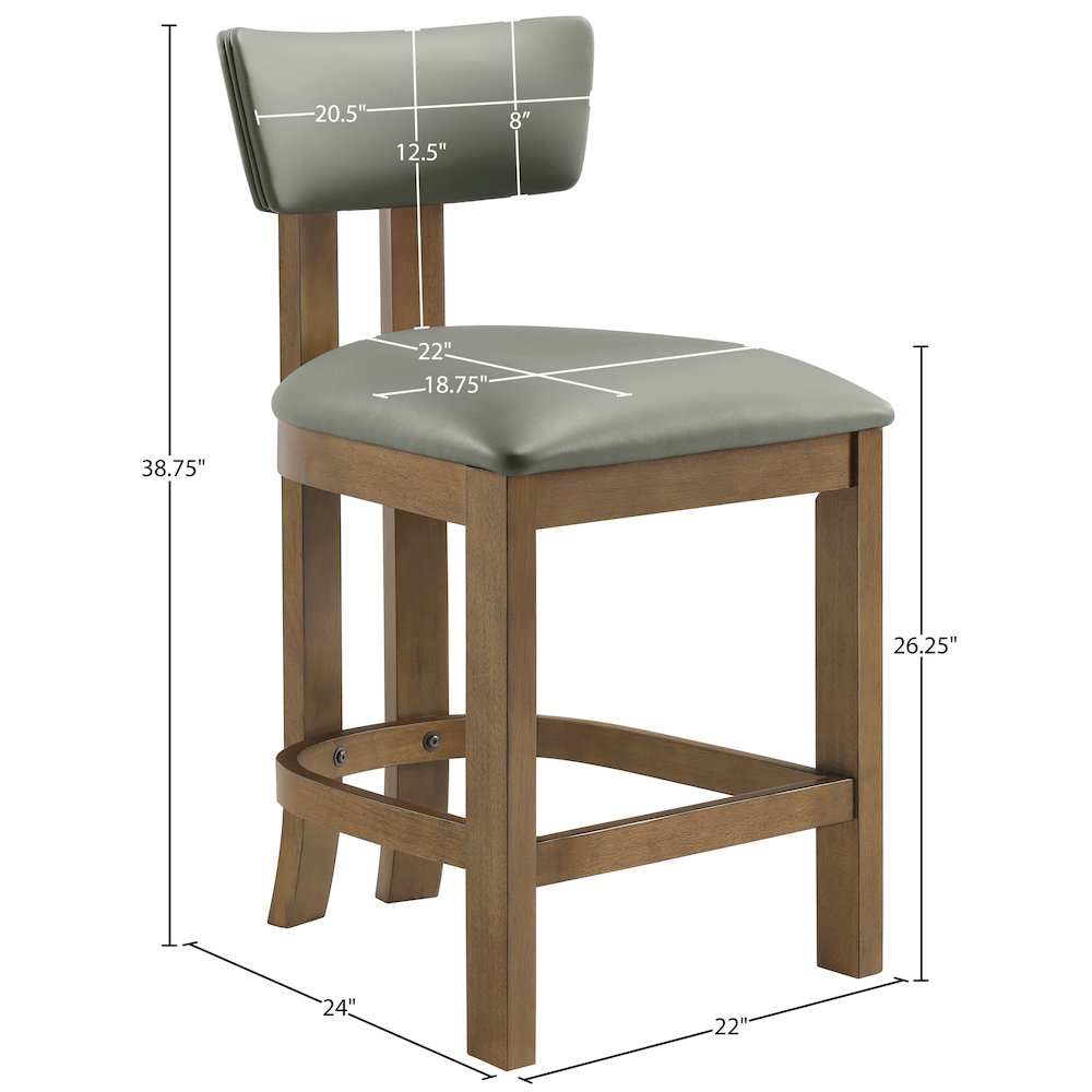 Lavrin Olive Vegan Leather Upholstered Counter Stool, Set of 2