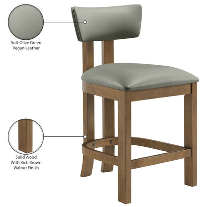 Lavrin Olive Vegan Leather Upholstered Counter Stool, Set of 2