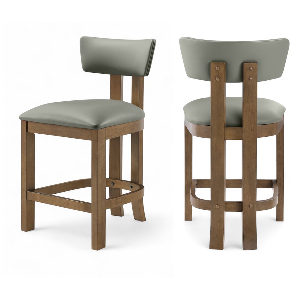 Lavrin Olive Vegan Leather Upholstered Counter Stool, Set of 2