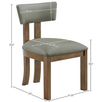 Lavrin Olive Vegan Leather Upholstered Dining Side Chair, Set of 2