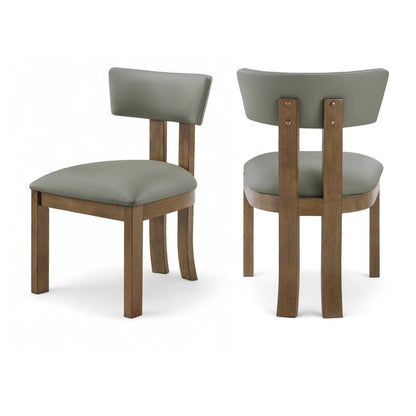 Lavrin Olive Vegan Leather Upholstered Dining Side Chair, Set of 2