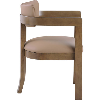 Lavrin Tan Vegan Leather Upholstered Dining Arm Chair, Set of 2