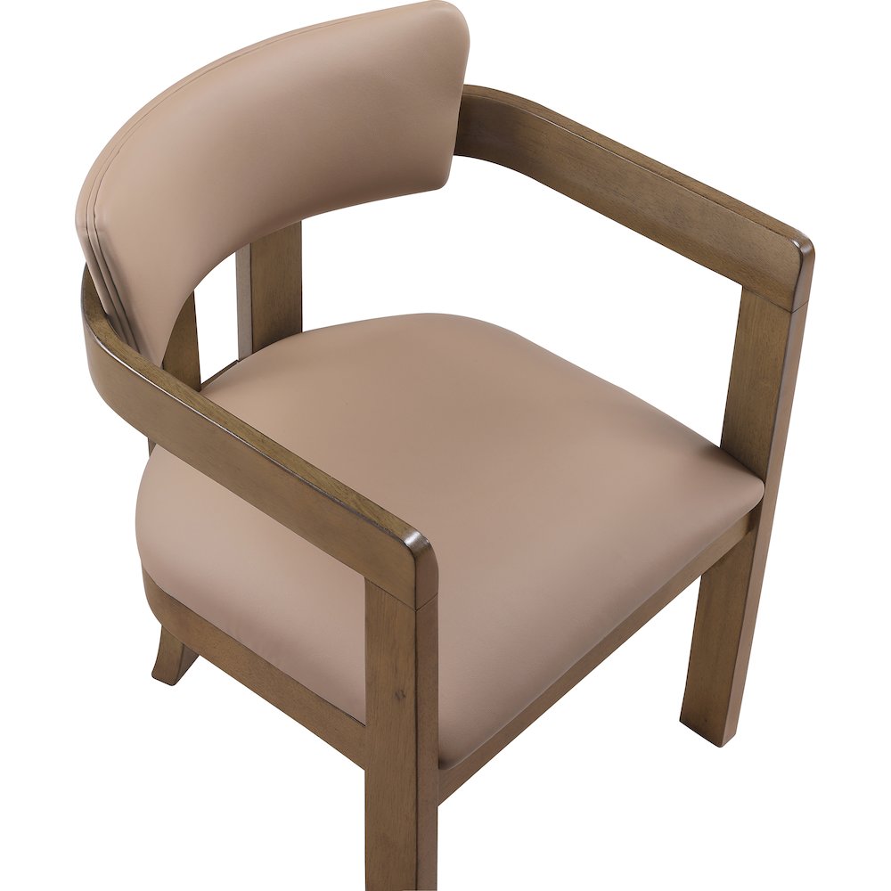 Lavrin Tan Vegan Leather Upholstered Dining Arm Chair, Set of 2