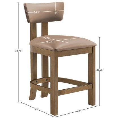 Lavrin Tan Vegan Leather Upholstered Counter Stool, Set of 2