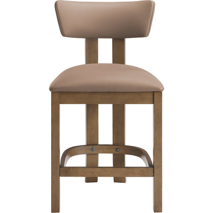 Lavrin Tan Vegan Leather Upholstered Counter Stool, Set of 2