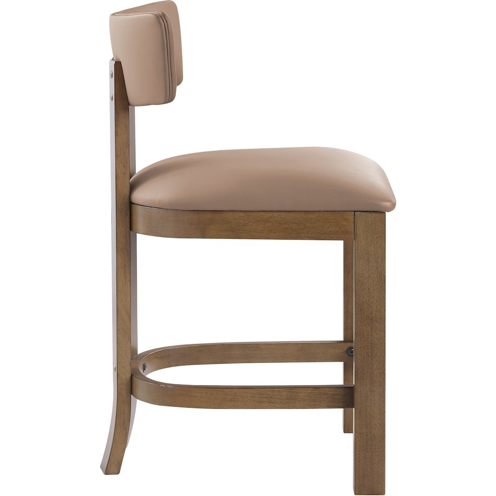Lavrin Tan Vegan Leather Upholstered Counter Stool, Set of 2